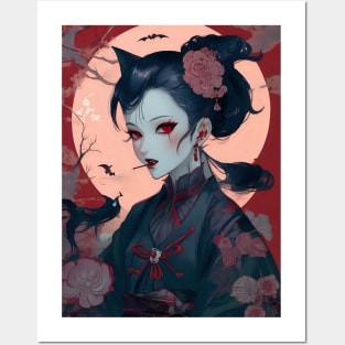 Anime vampire girl  ukiyo e art Posters and Art